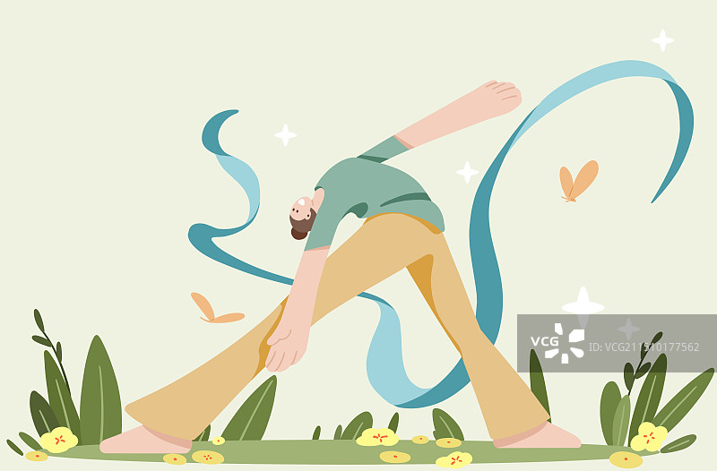 草坪上跳舞运动的年轻女孩图片素材