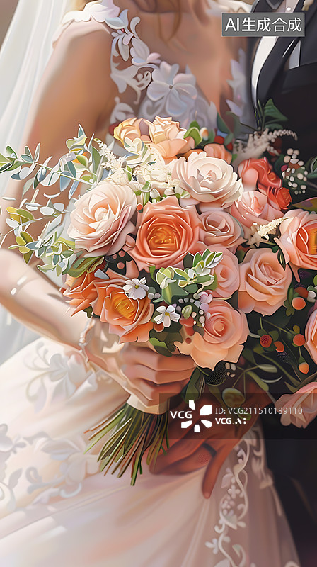 【AI数字艺术】七夕情人节结婚花束图片素材