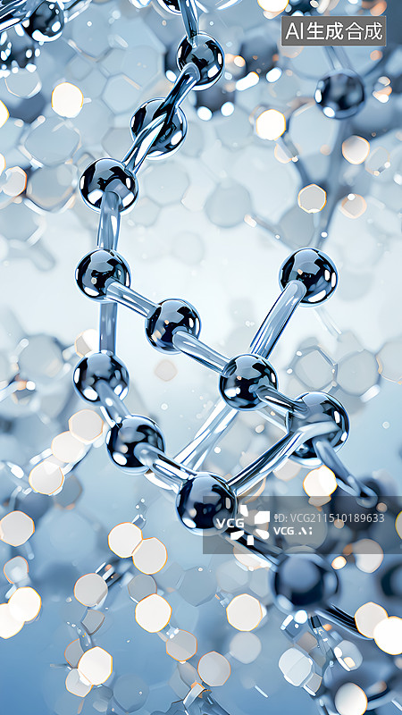 【AI数字艺术】微观世界下的分子结构物质图片素材