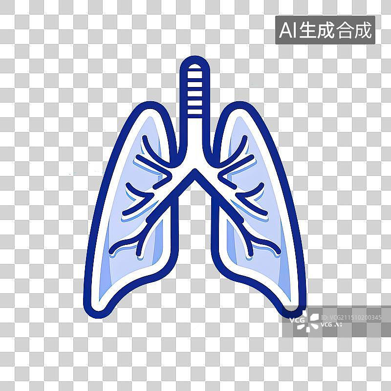 【AI数字艺术】人体器官肺部线描简笔画元素图片素材