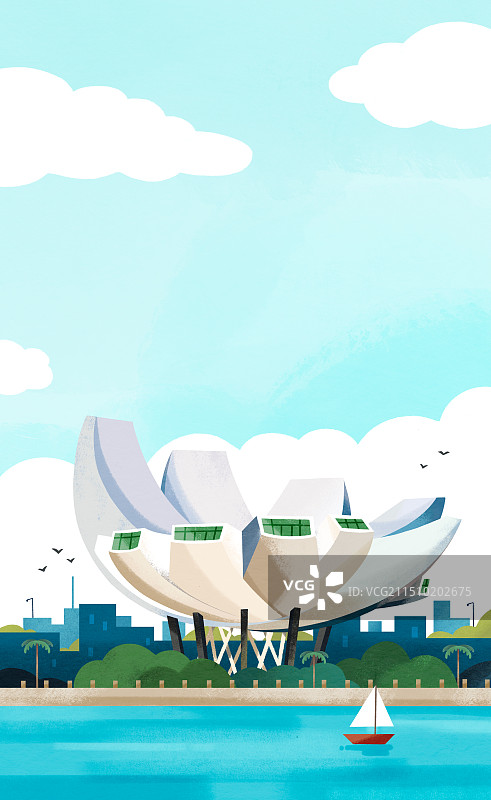 肌理插画新加坡艺术科学博物馆图片素材