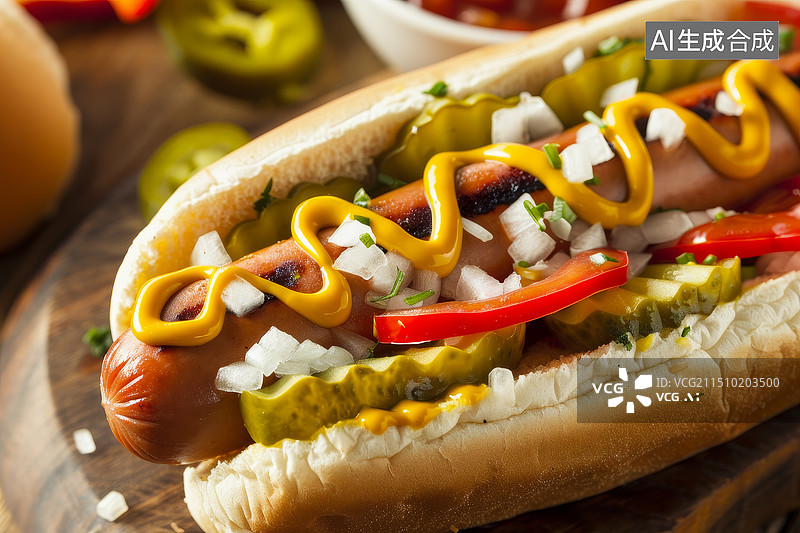【AI数字艺术】芝士热狗配料丰富图片素材