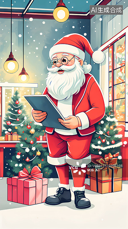 【AI数字艺术】圣诞老人节日插画图片素材