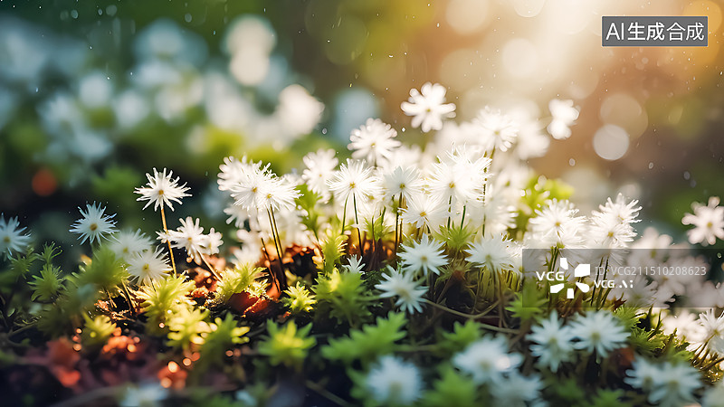 【AI数字艺术】春天苔藓植物生长图片素材