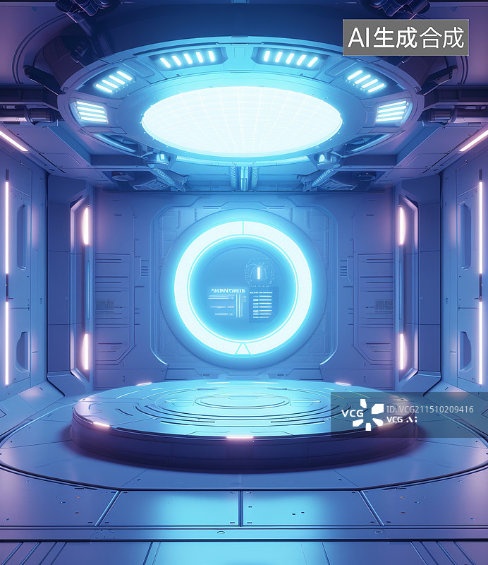 【AI数字艺术】白色科幻空间太空仓内部图片素材