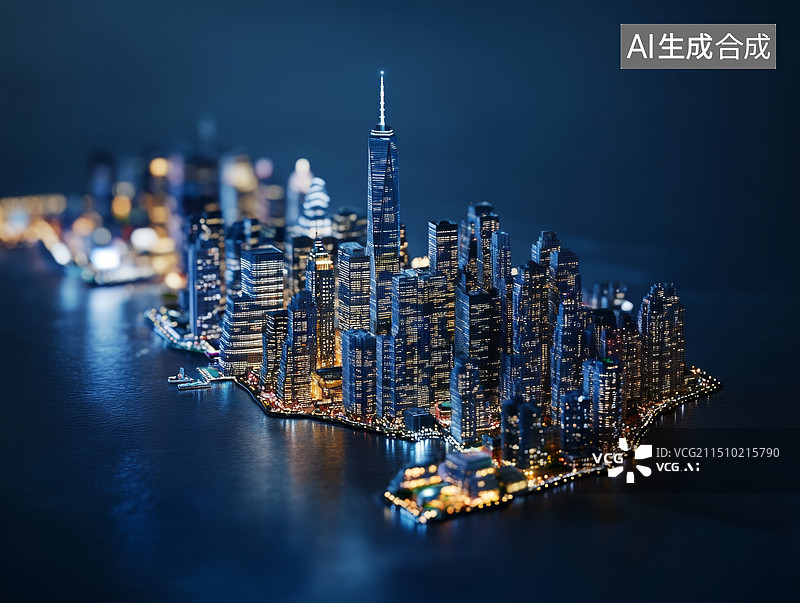 【AI数字艺术】科技感未来城市天际线背景，金融赛博朋克科技插画图片素材