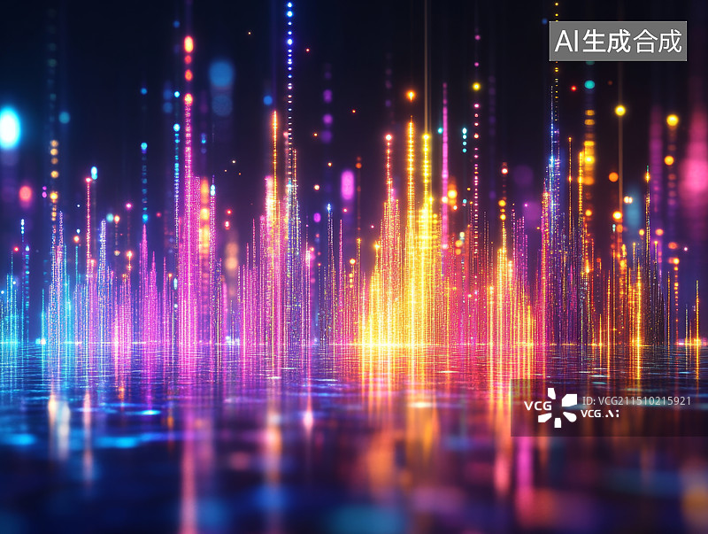 【AI数字艺术】科技感未来城市天际线背景，金融赛博朋克科技插画图片素材