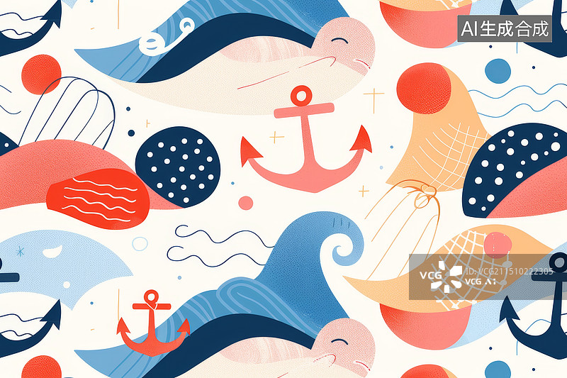 【AI数字艺术】海洋主题抽象插画图片素材