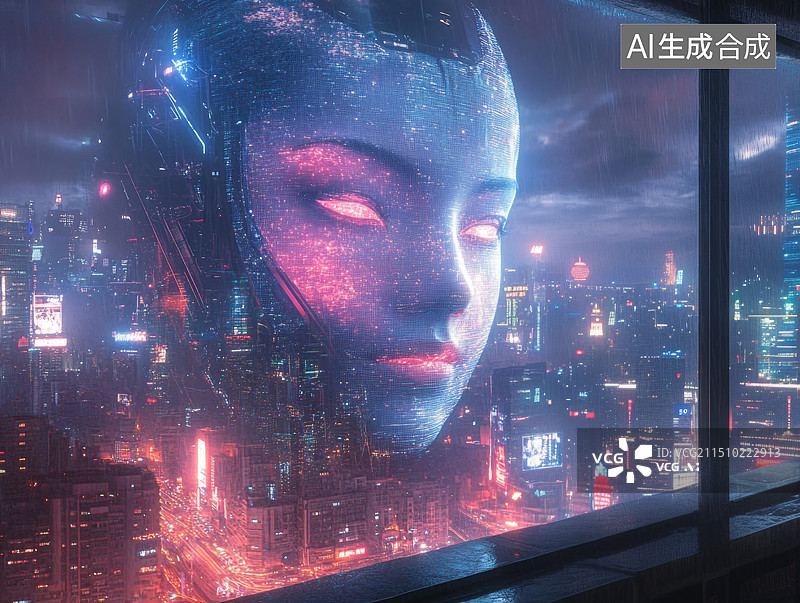 【AI数字艺术】科技感未来城市天际线背景，金融赛博朋克科技插画图片素材