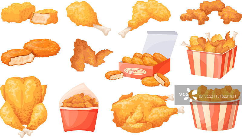 卡通炸鸡美味小鸡烤肉图片素材