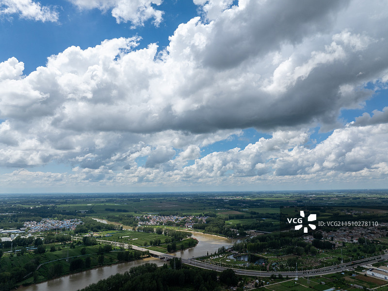 周口西环龙源路沙河颍河交叉口蓝天白云场景图片素材