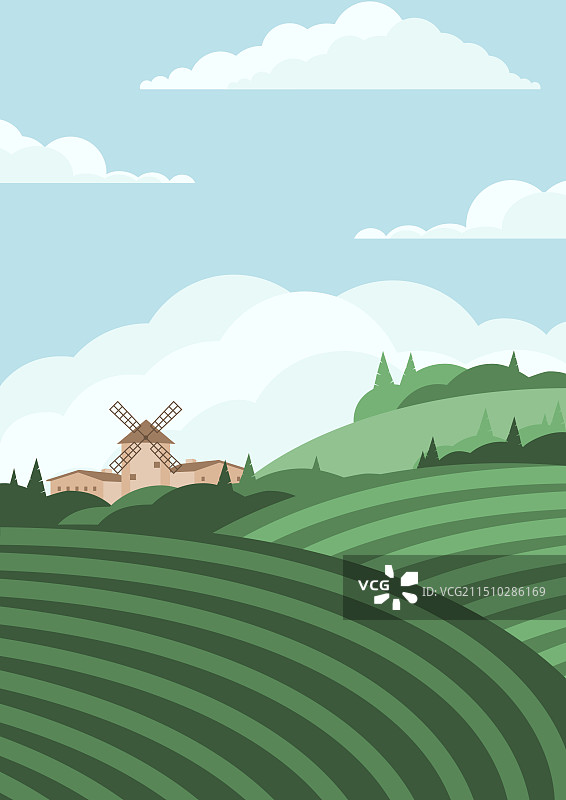 绿色麦田乡村风光图片素材