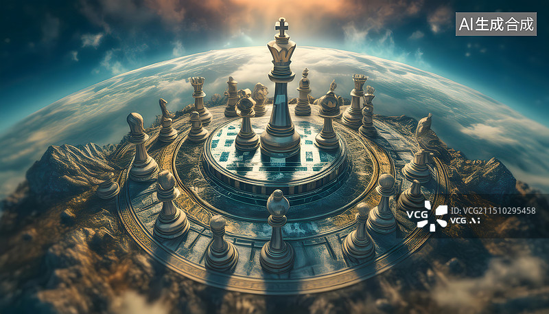 【AI数字艺术】国际象棋棋子与星球图片素材