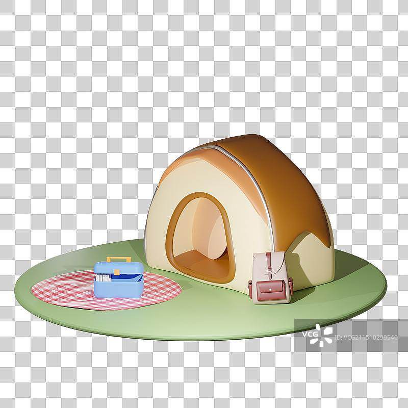 3d露营帐篷户外活动露宿住宿野餐元素图片素材