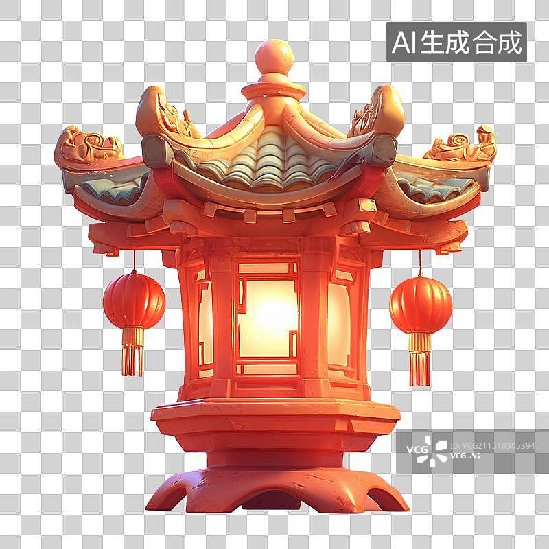 【AI数字艺术】中秋节宫灯灯笼3D免抠元素图片素材