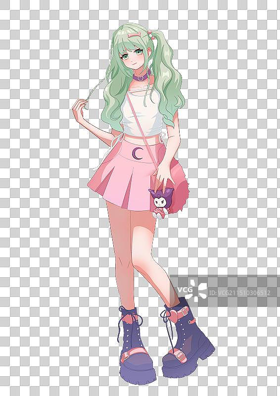 二次元靓丽女生站姿图片素材