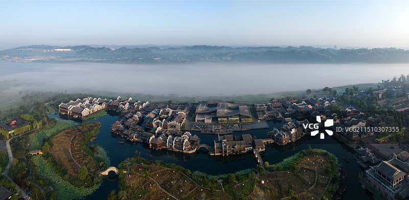 李庄月亮田的早晨图片素材