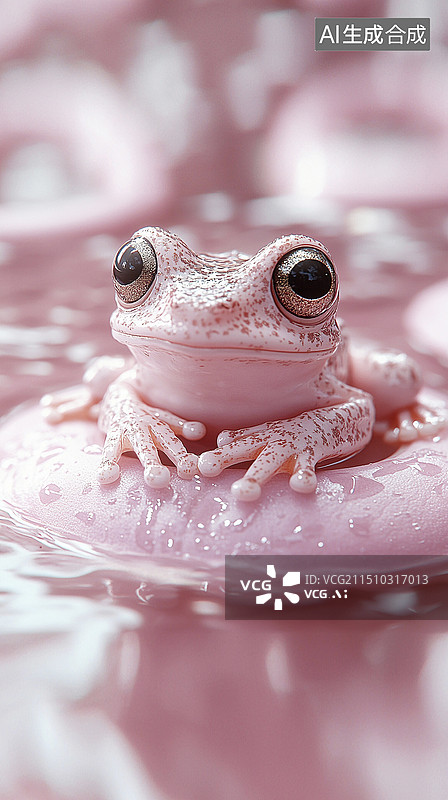 【AI数字艺术】夏天粉色调卡通青蛙图片素材