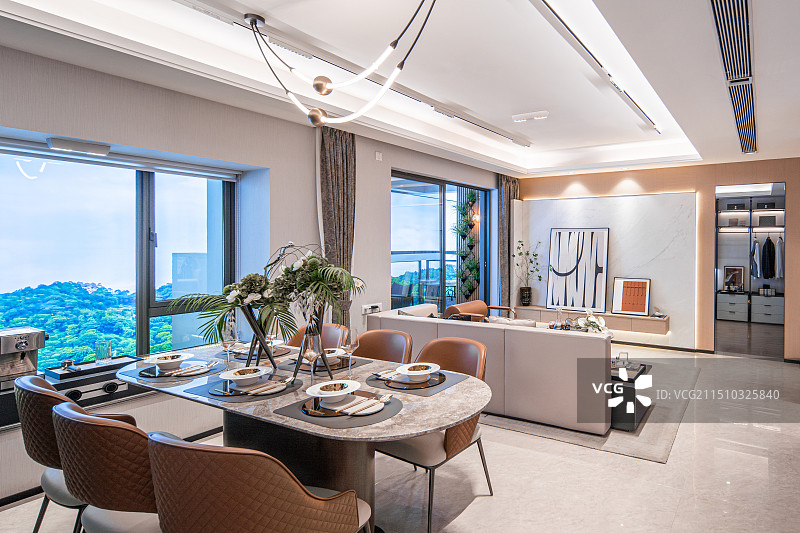 室内空间样板间内部餐厅区域图片素材