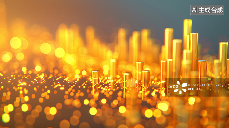 【AI数字艺术】抽象金色发光粒子线条明亮纹理商务壁纸背景图片素材