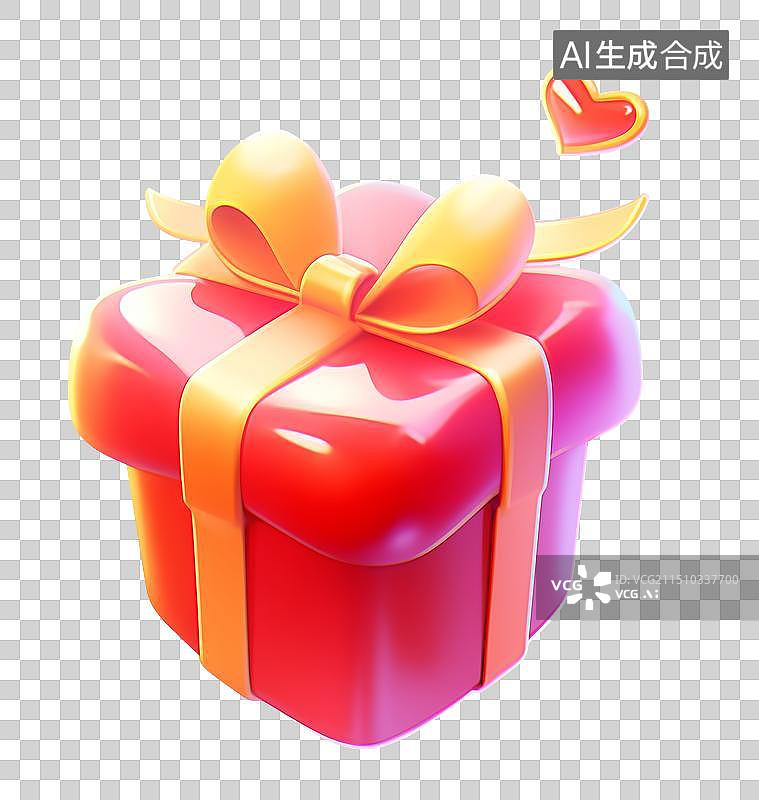 【AI数字艺术】圣诞节粉红色包装的礼物盒插画元素 一个礼品三维免扣元素图标图片素材