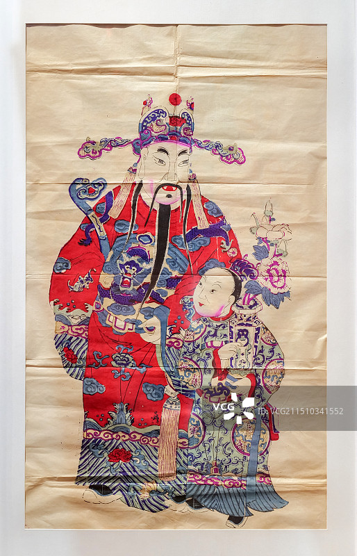 年画《平安如意》 民国 山东博物馆藏 “沿着运河看年画”特展图片素材