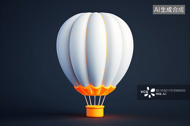【AI数字艺术】热气球3D图标旅行和假期概念插图图片素材
