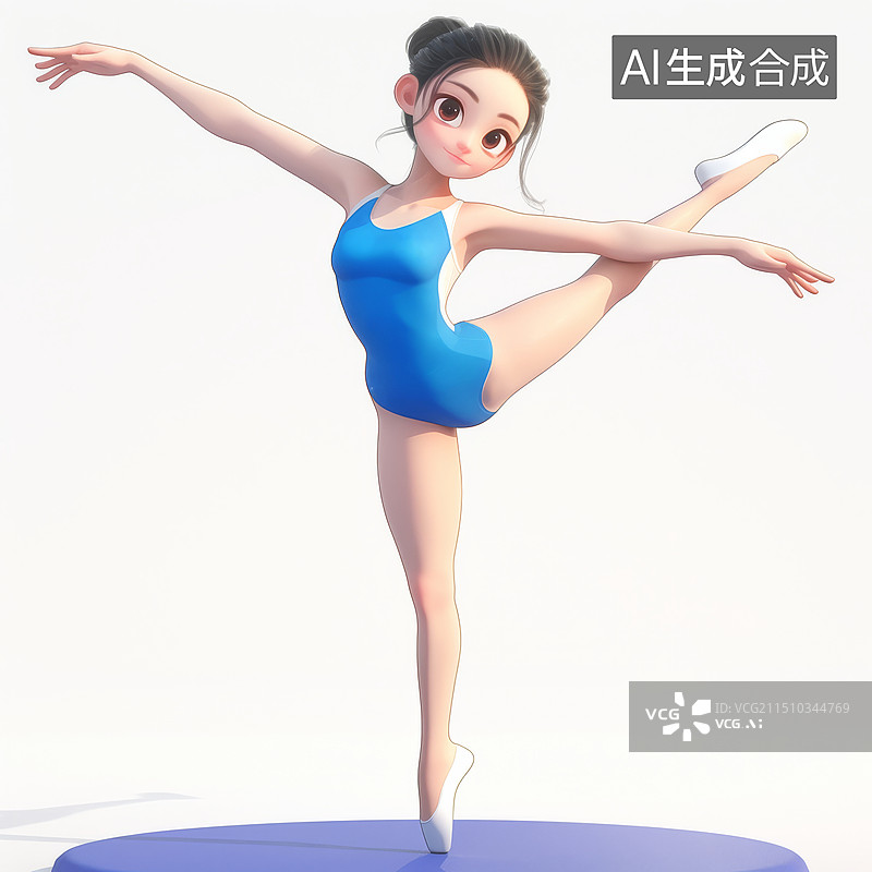 【AI数字艺术】女子体操运动员3D人物插画图片素材