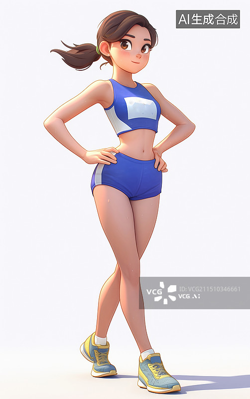 【AI数字艺术】女子田径运动比赛体育运动员3D人物插画图片素材