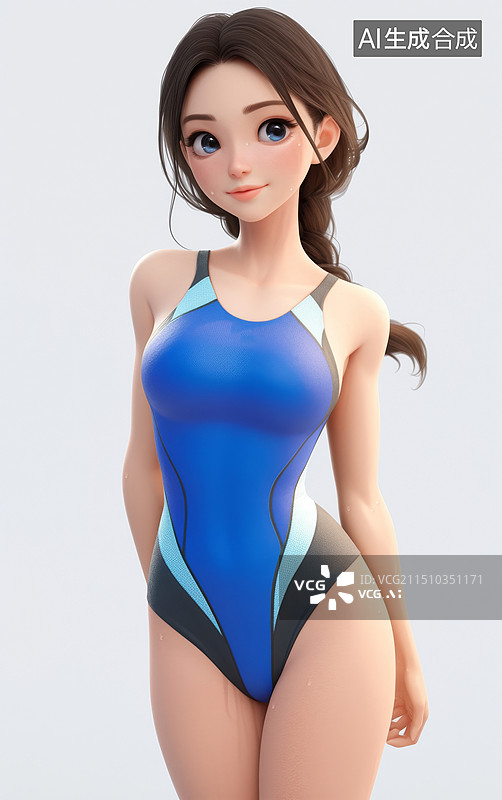 【AI数字艺术】女子跳水运动员体育运动3d人物插画图片素材