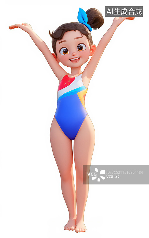 【AI数字艺术】女子跳水运动员体育运动3d人物插画图片素材