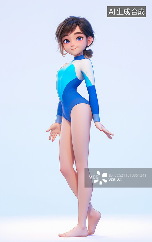 【AI数字艺术】女子跳水运动员体育运动3d人物插画图片素材