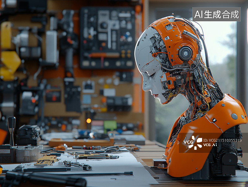 【AI数字艺术】多模态机器人深度学习，人工智能新质生产力概念模型图片素材