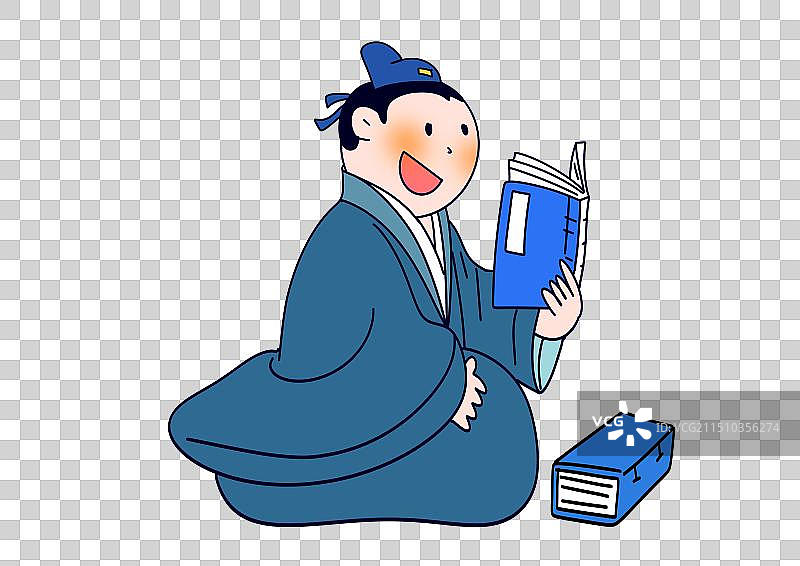 书籍，阅读，学习，读书，书，线装书，晨读，弟子规，卡通汉服古装古代文学人物儿童插画图片素材