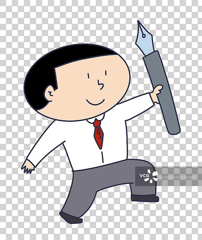 手拿钢笔的人物图片素材