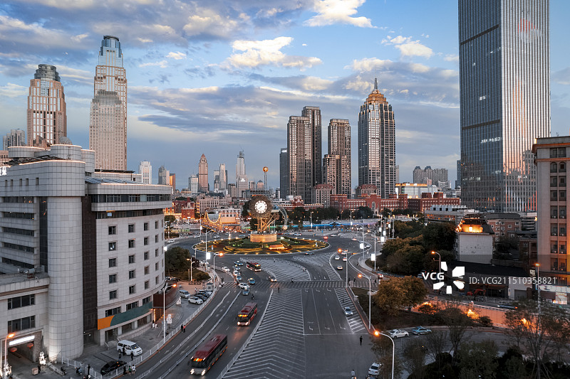 天津世纪钟广场海河城市风光夜景航拍图片素材