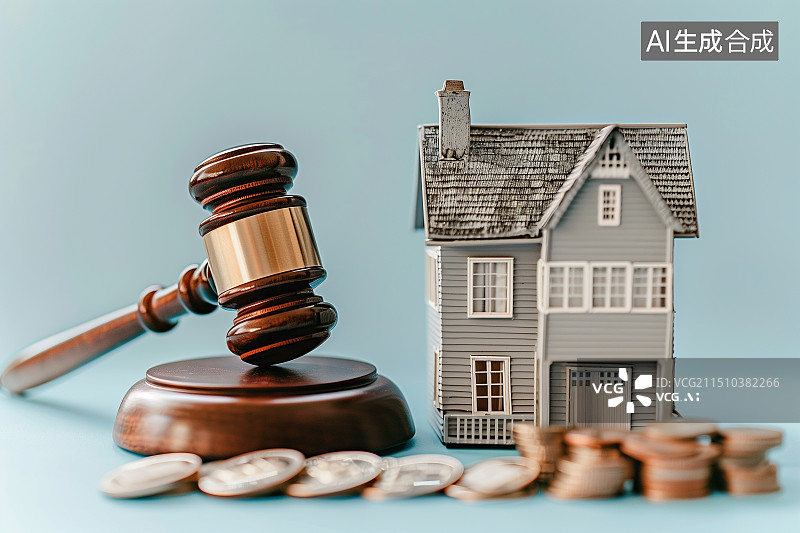 【AI数字艺术】蓝色背景法拍房子概念图片素材