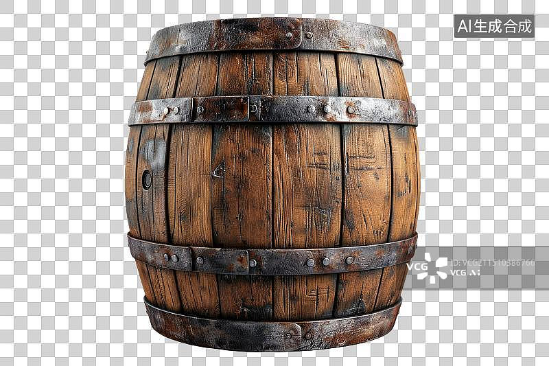 【AI数字艺术】老式工艺木质酒桶免抠元素图片素材