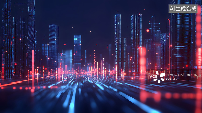 【AI数字艺术】未来科幻虚拟智慧城市夜景图片素材
