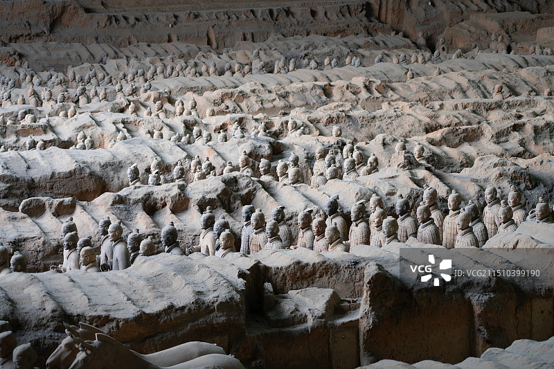 陕西临潼秦始皇陵兵马俑博物馆一号坑图片素材