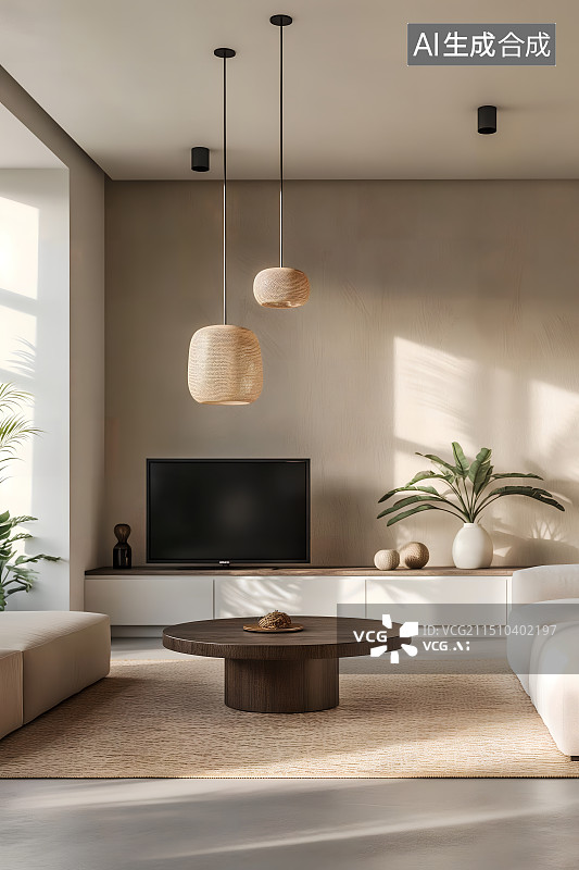 【AI数字艺术】简约的斯堪的纳维亚现代风格的客厅图片素材