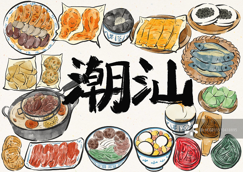国潮风潮汕美食插画图片素材