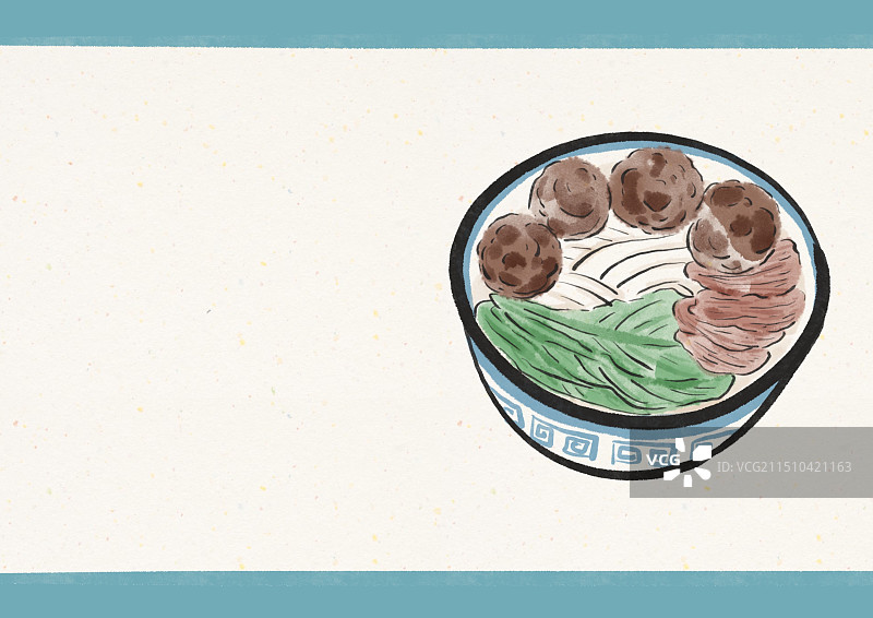 国潮风潮汕美食插画-牛肉粿条图片素材