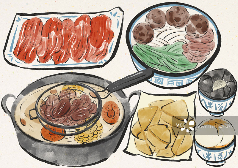 国潮风潮汕美食插画图片素材