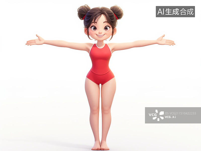 【AI数字艺术】竞技体操女子体操运动员3D人物插画图片素材