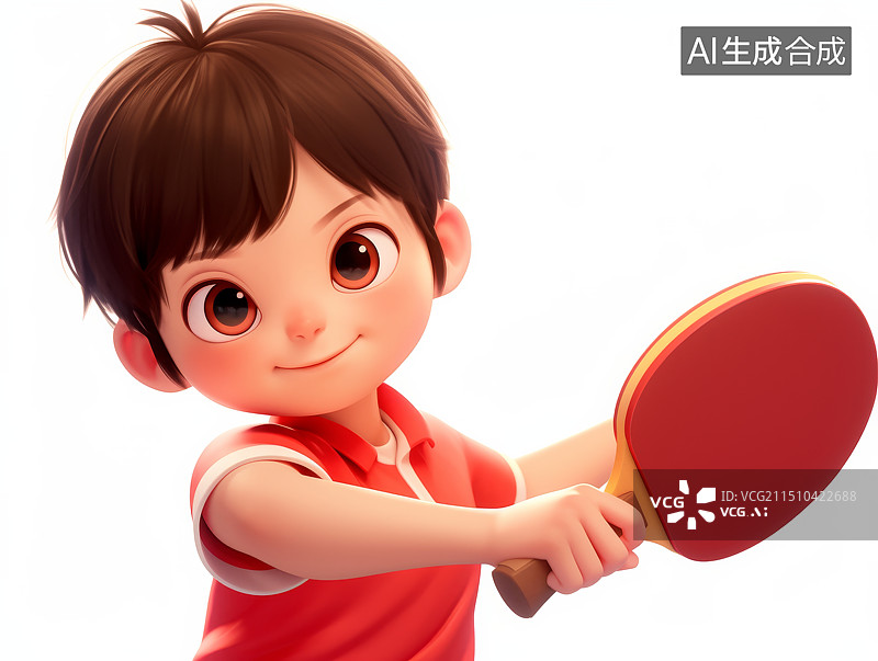 【AI数字艺术】打乒乓球运动的体育运动员3D人物插画图片素材