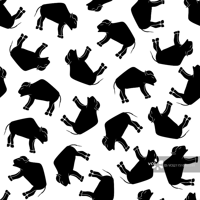 黑白野牛图案图片素材