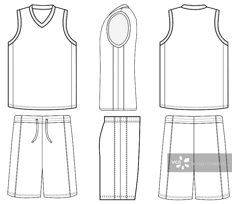 篮球服正面和背面模型设计图片素材