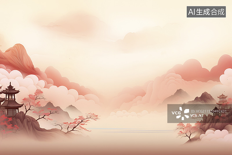 【AI数字艺术】柔和的中国风背景设计图片素材