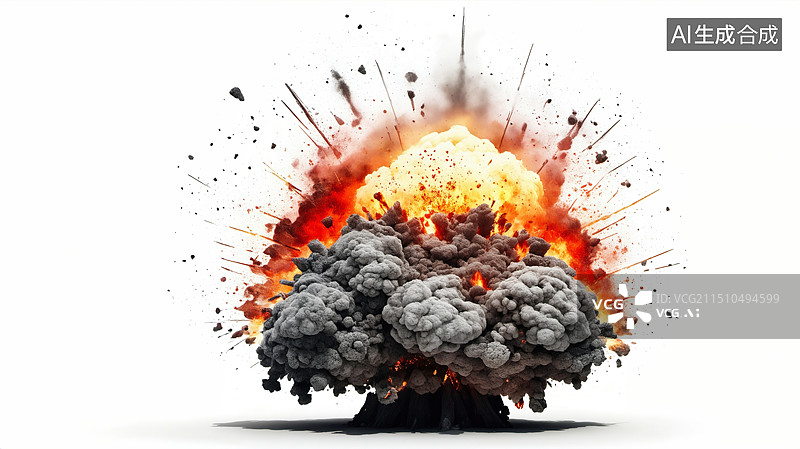【AI数字艺术】震撼爆炸：火球与蘑菇云的视觉盛宴图片素材